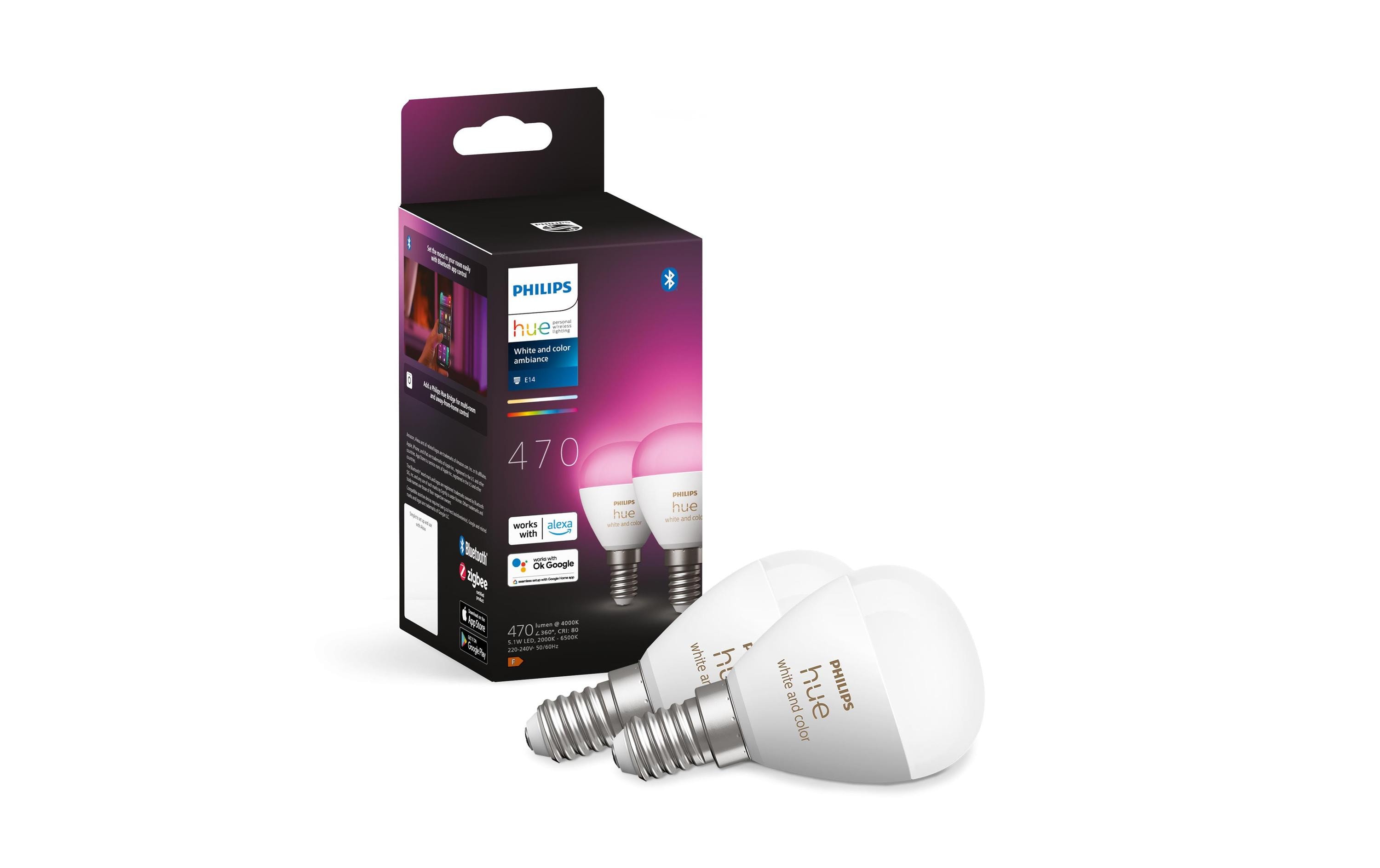 Philips Hue White & Color Ambiance E14 Luster Tropfen 2er Set 2 x 470 lm Philips Hue White & Color Ambiance E14 Luster Tropfen 2er Set 2 x 470 lm
