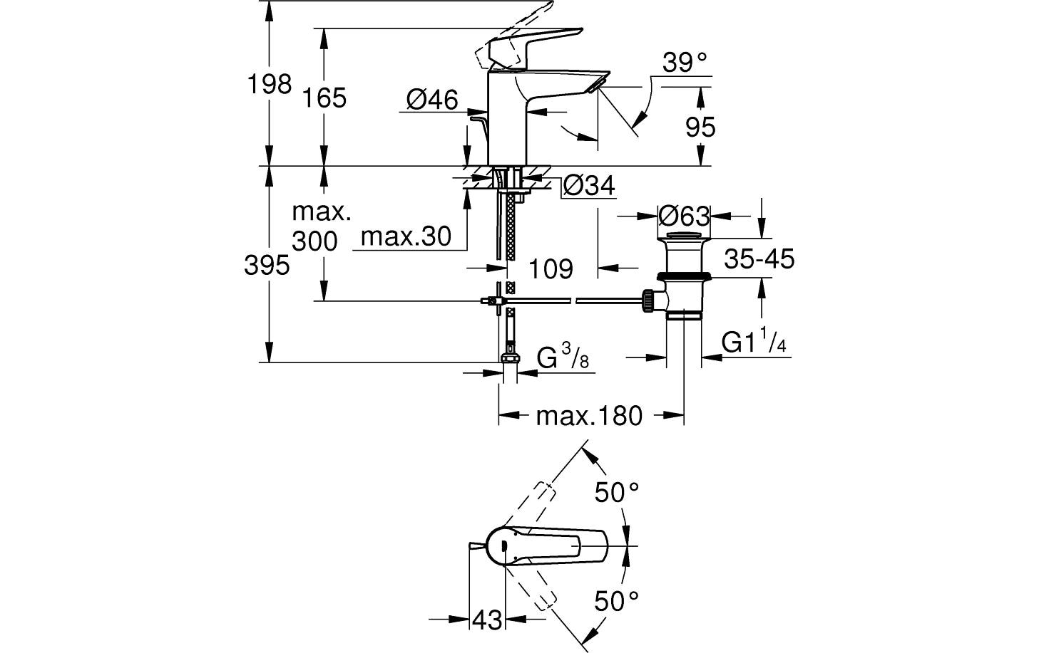 GROHE Lavaboarmatur Start S-Size Mattschwarz
