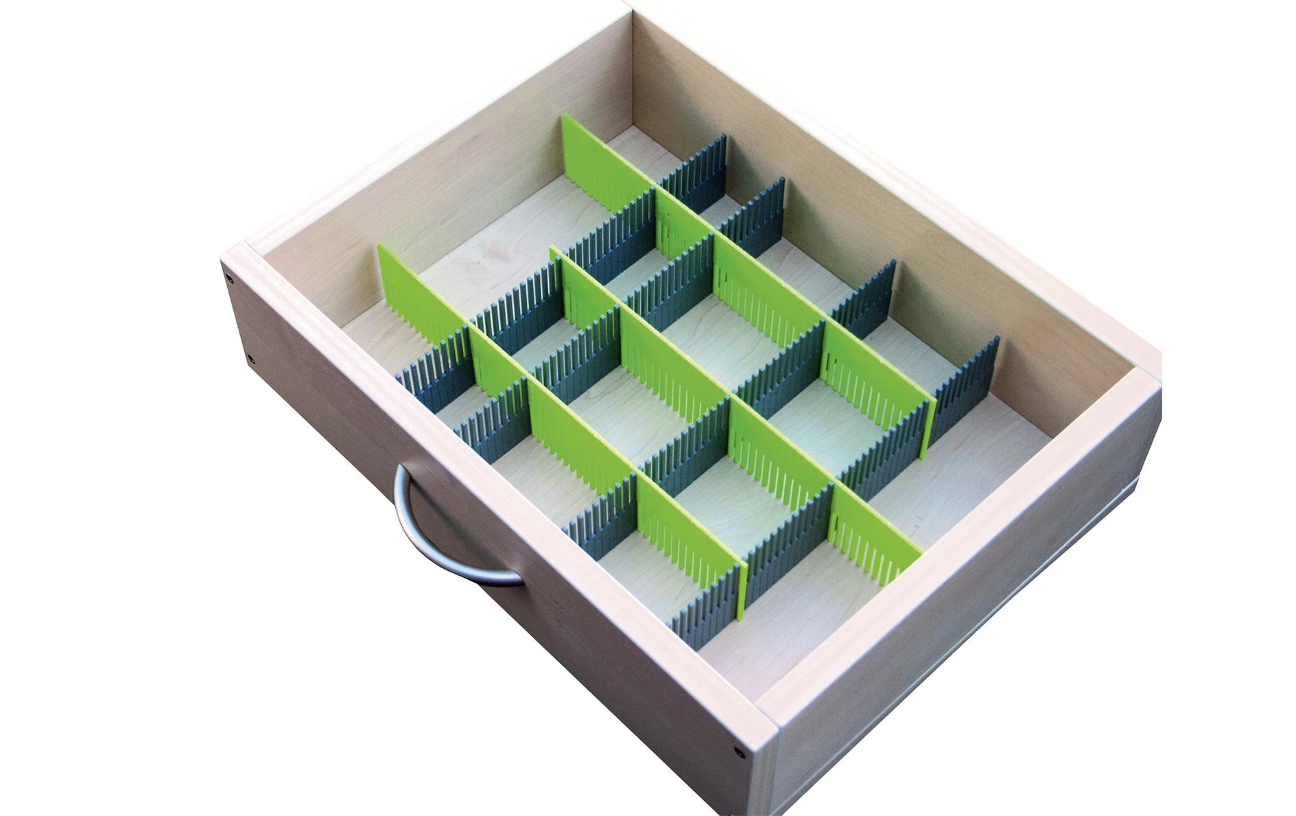 purvario Stauleisten für Schubladen 8-teilig, Steingrau/Limonengrün