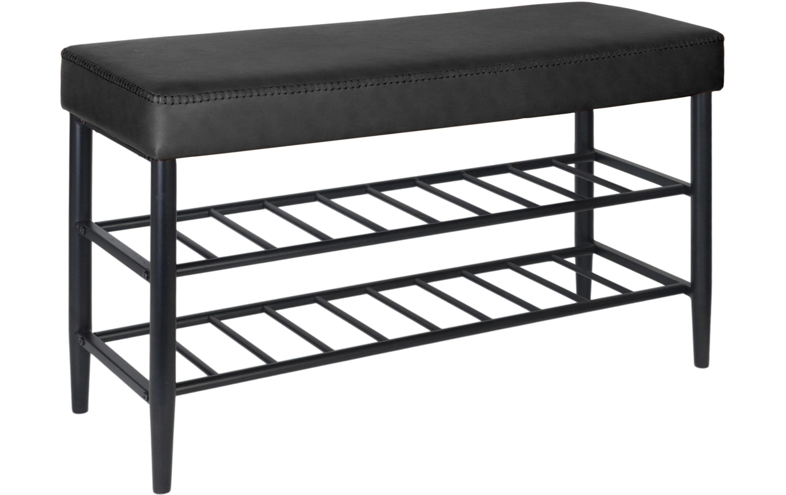 relaxdays Schuhbank mit zwei Ablagen 80 x 50 cm, Schwarz