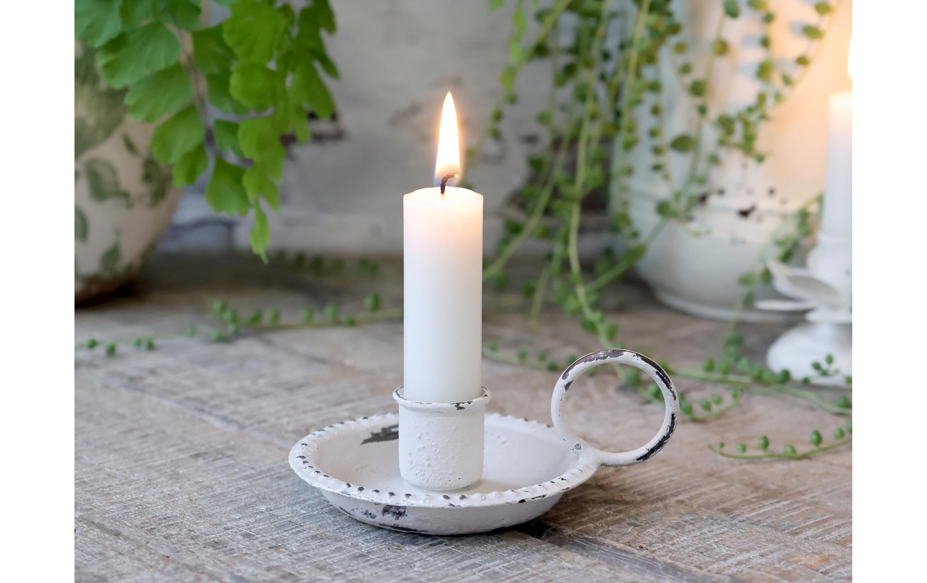 Chic Antique Kerzenständer 5 x 10.5 x 8 cm, Weiss