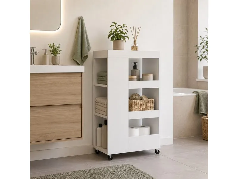relaxdays Nischenordnungswagen 18 x 85 x 60 cm, Weiss