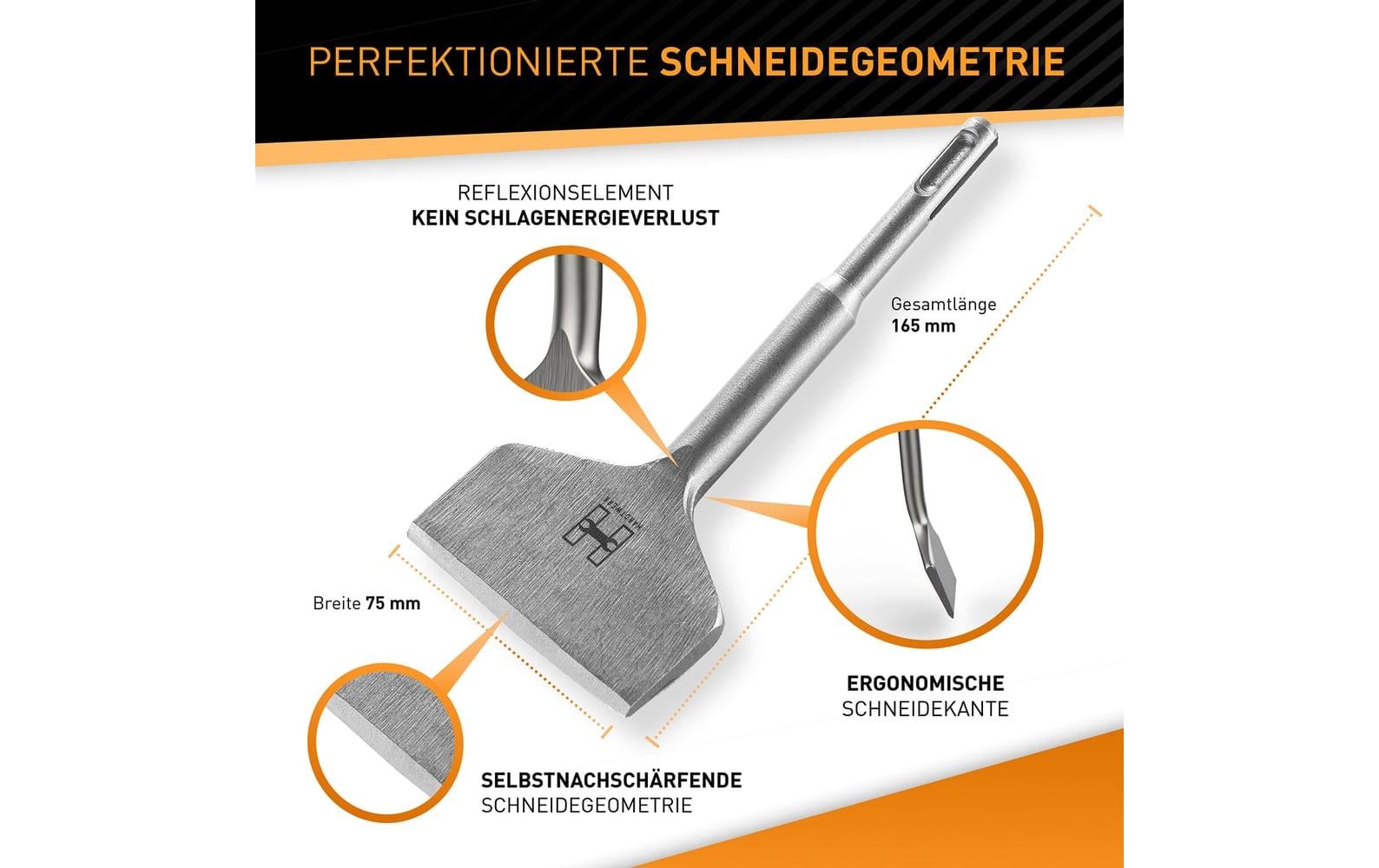 Hardtwerk Turbo Fliesenmeissel für Bohrhammer 165 x 75 mm
