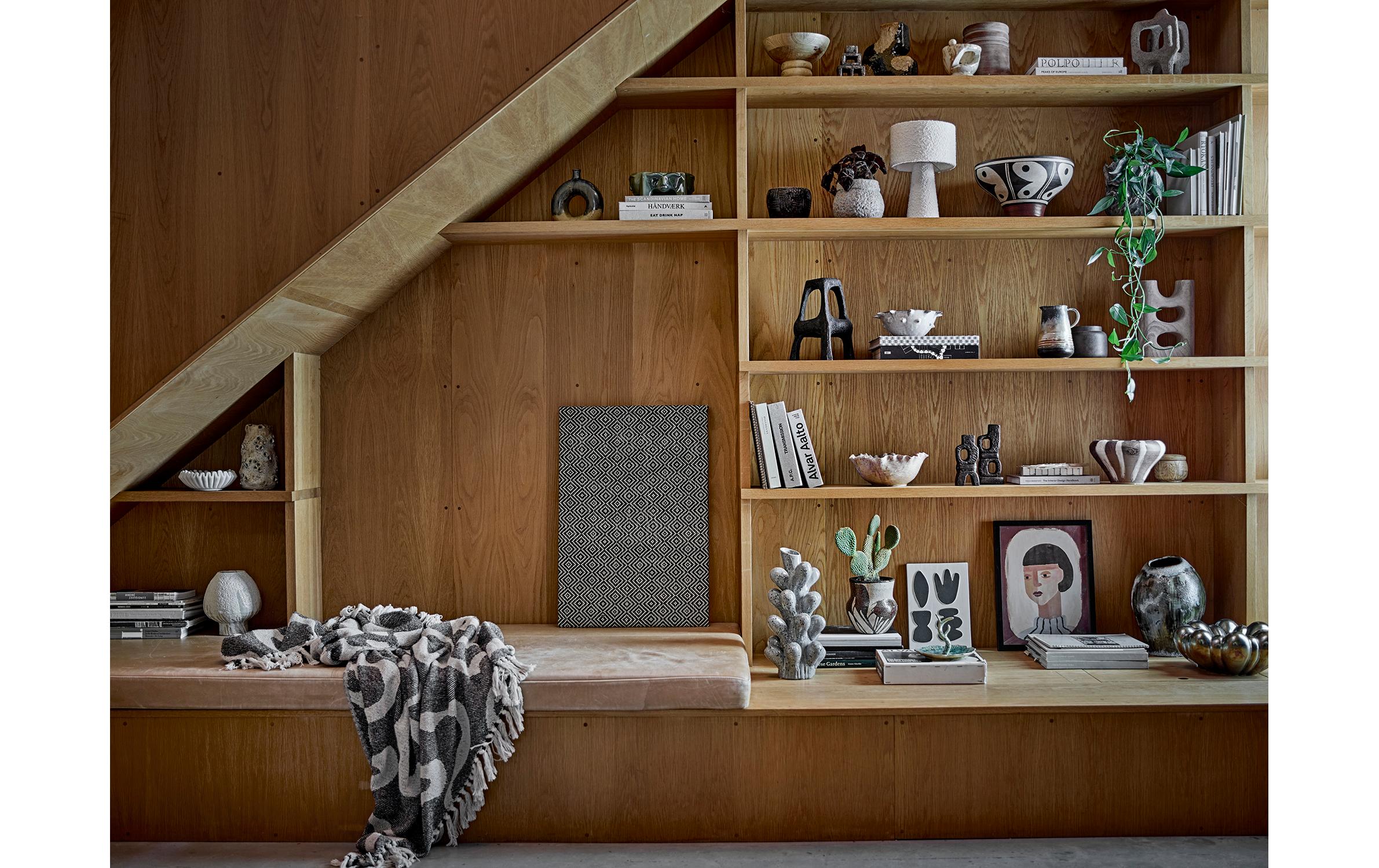 Bloomingville Decke Salobre 160 x 130 cm, Schwarz/Weiss