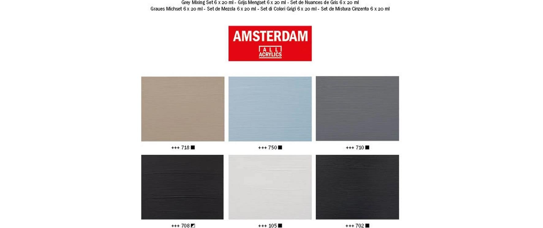 Amsterdam Acrylfarbe Set Grey Mixing 6 Tuben à 20 ml