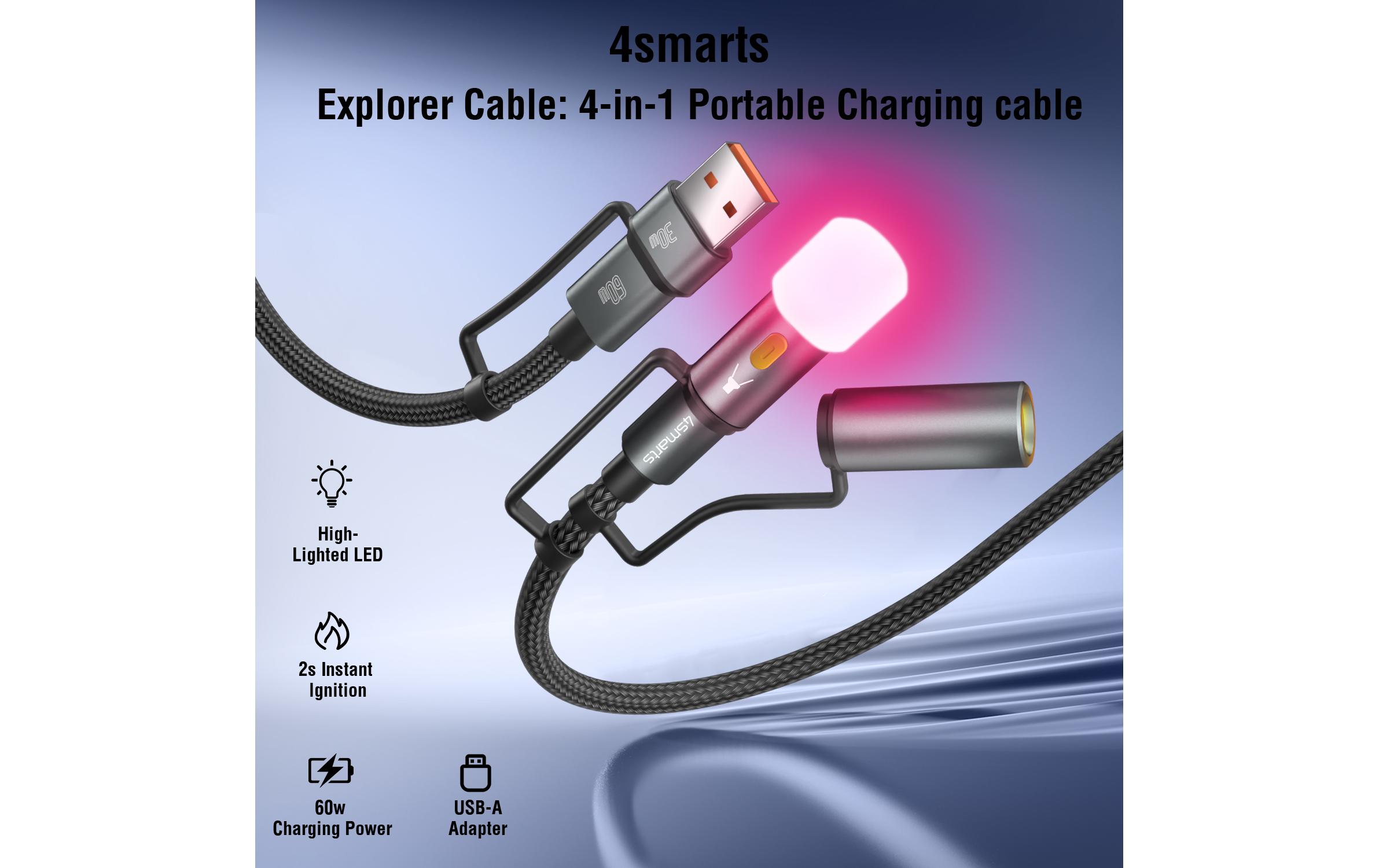 4smarts 4in1 USB-C Kabelset Explorer mit Lampe und Anzünder 4smarts 4in1 USB-C Kabelset Explorer mit Lampe und Anzünder
