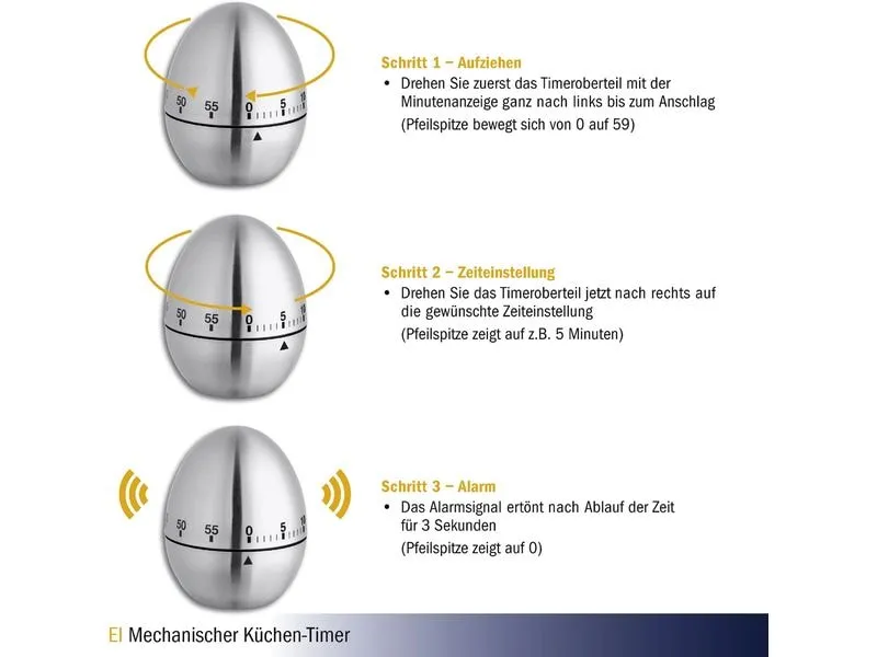 TFA Dostmann Küchentimer Ei Silber TFA Dostmann Küchentimer Ei Silber