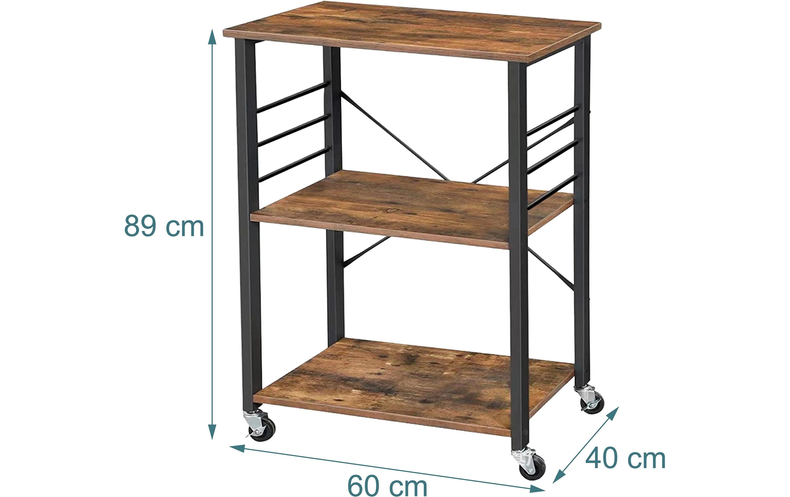 relaxdays Küchenwagen 89 x 60 x 40 cm Braun/Schwarz