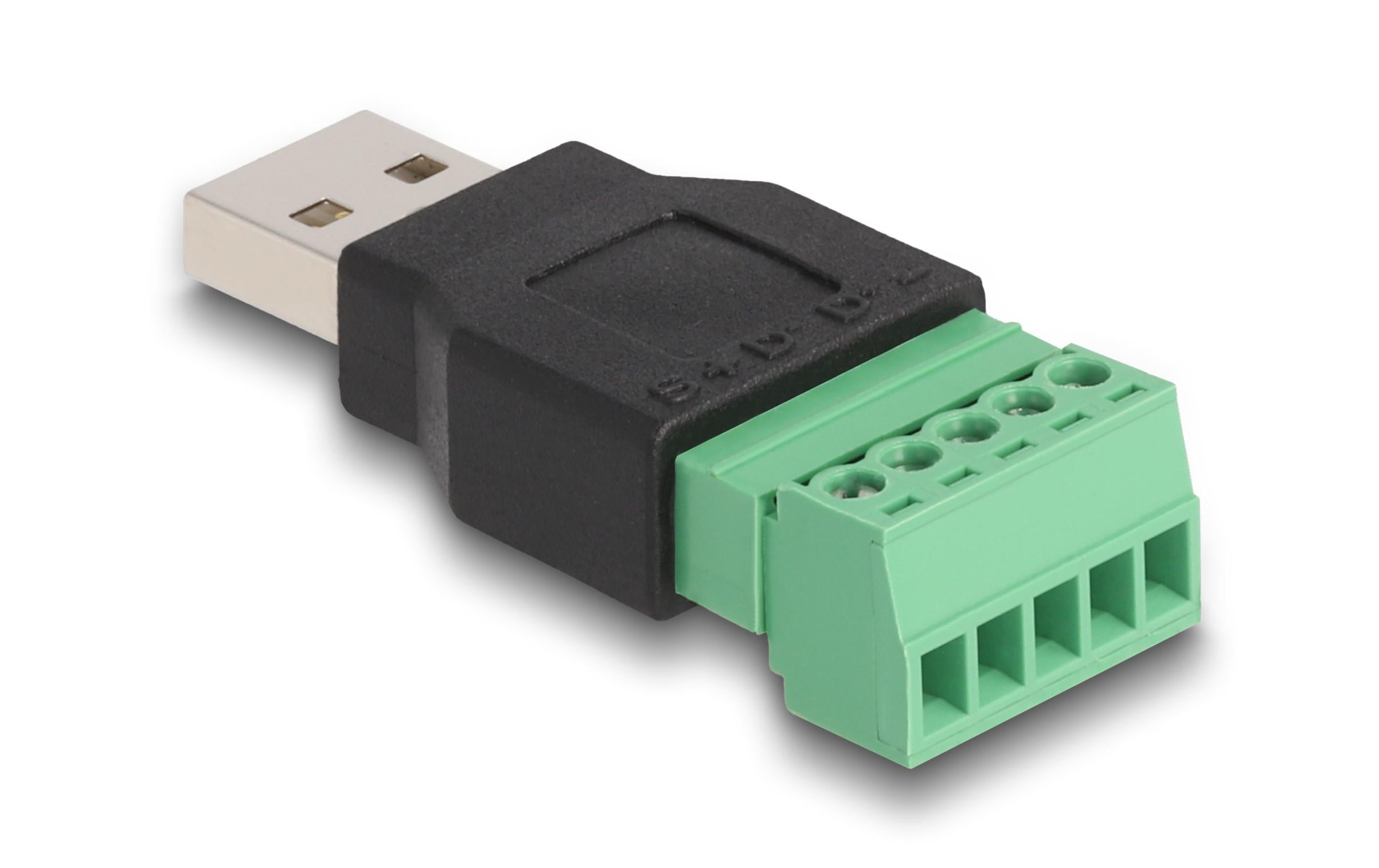 Delock USB 2.0 Adapter USB-A Stecker - Terminalblock Delock USB 2.0 Adapter USB-A Stecker - Terminalblock