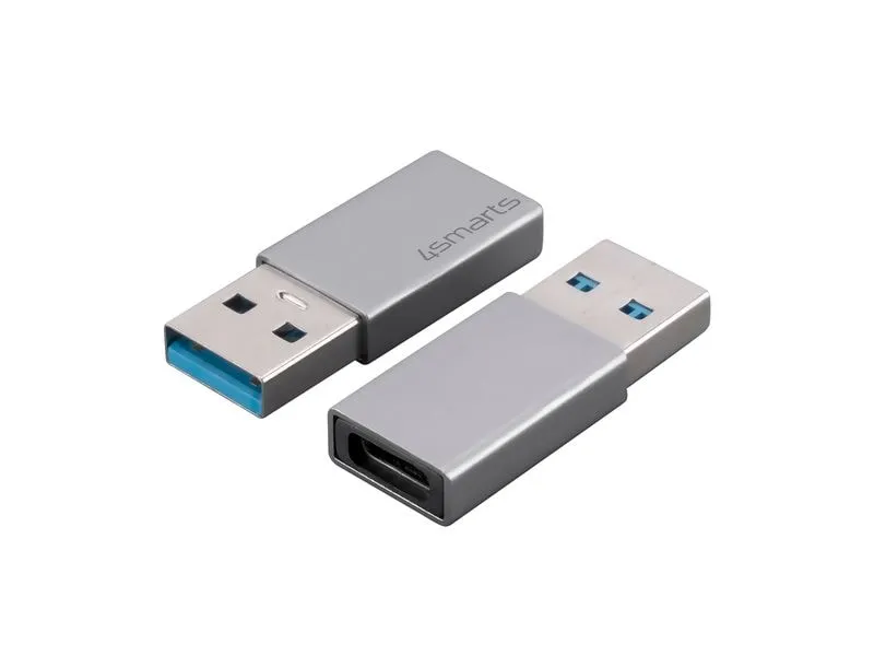 4smarts USB-Adapter 2er Set, passiv USB-A Stecker - USB-C Buchse