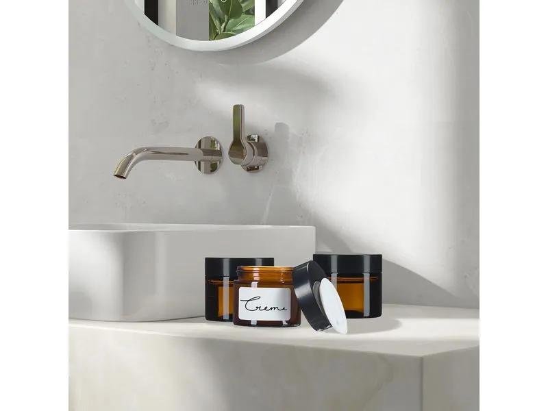 relaxdays Braunglas Salbentiegel 60 ml, 12 Stück
