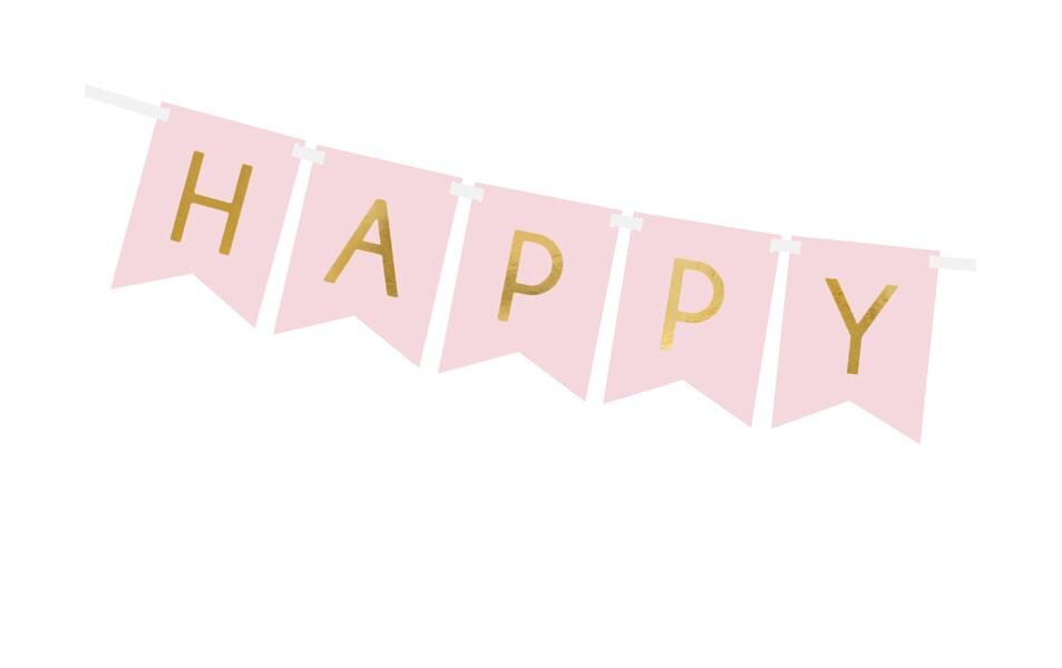 Partydeco Girlande Happy Birthday Hellrosa, 15 x 175 cm