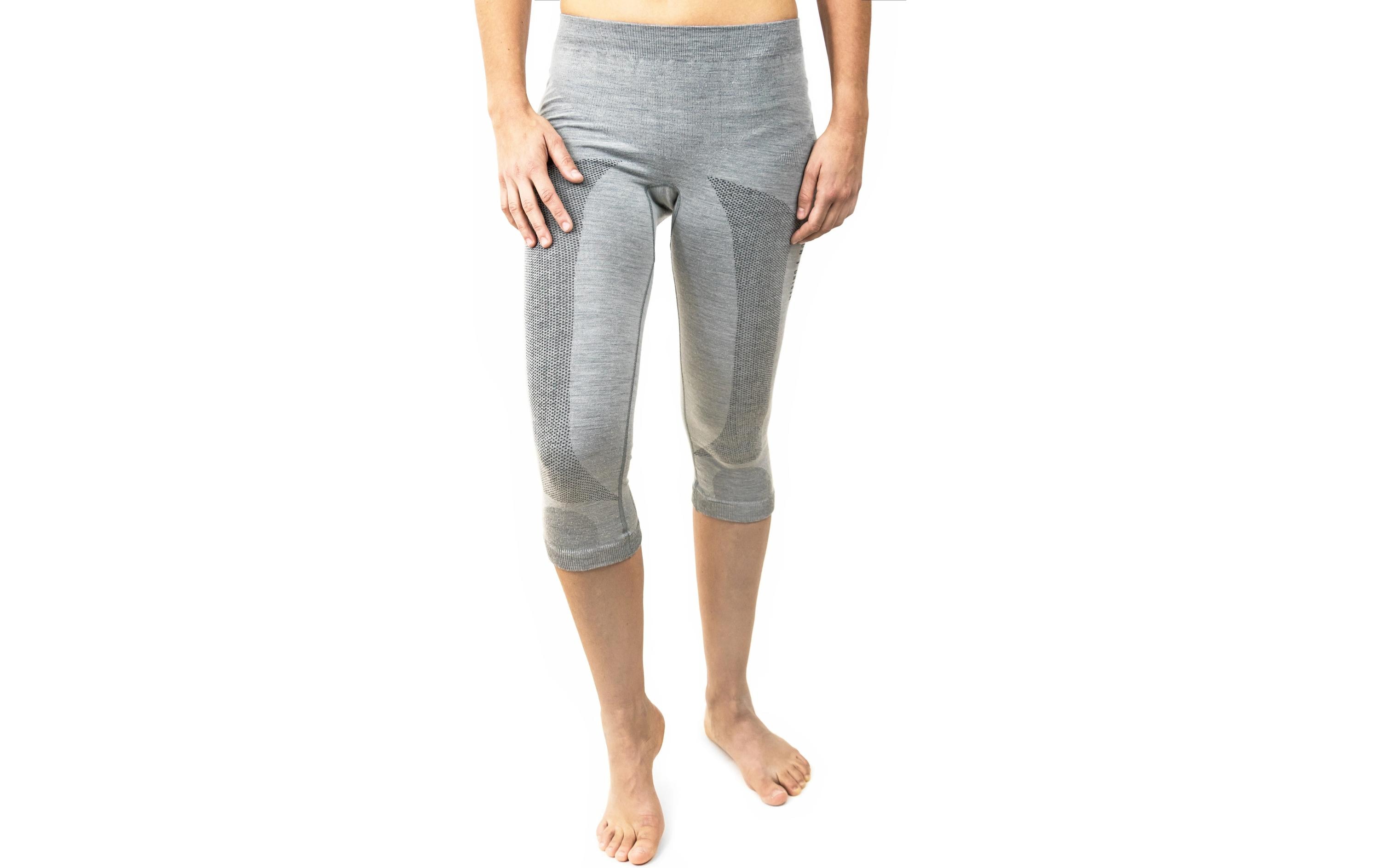 Merino & More Damen Funktionsunterhose 3/4 L, Grau/Hellgrau