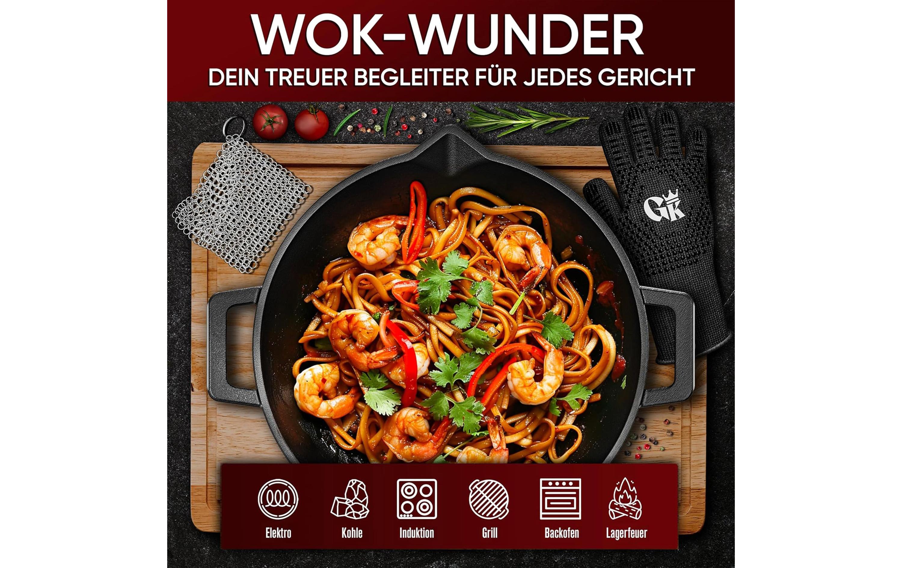 Gusskoenig Wokpfanne 36 cm mit Pflegepaste