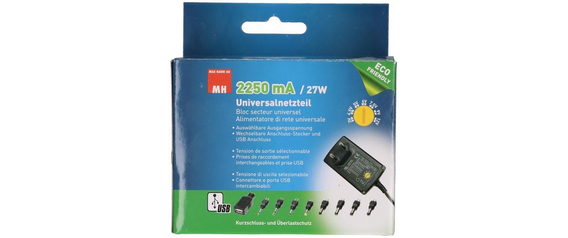 Max Hauri Steckernetzteil Universal 27 W, 3 - 12 V, 2250 mA