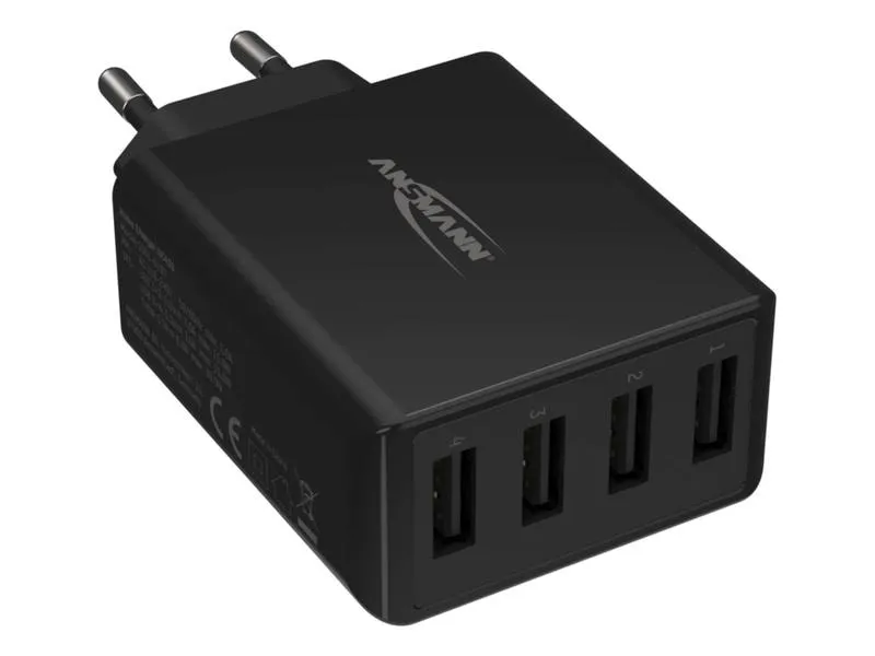 Ansmann USB-Wandladegerät Home Charger HC430, 4x USB, 30 W, Schwarz