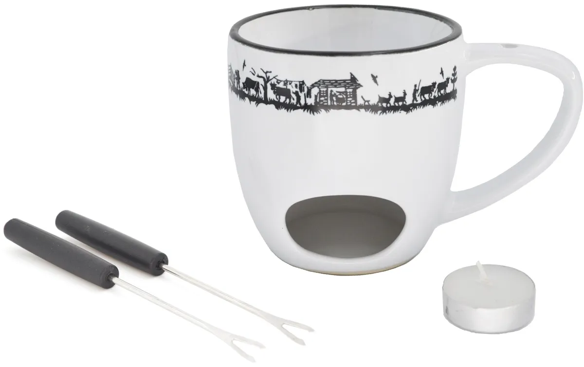Heidi Cheese Line Schokoladenfondue-Set Alpes 4 Teile, Weiss