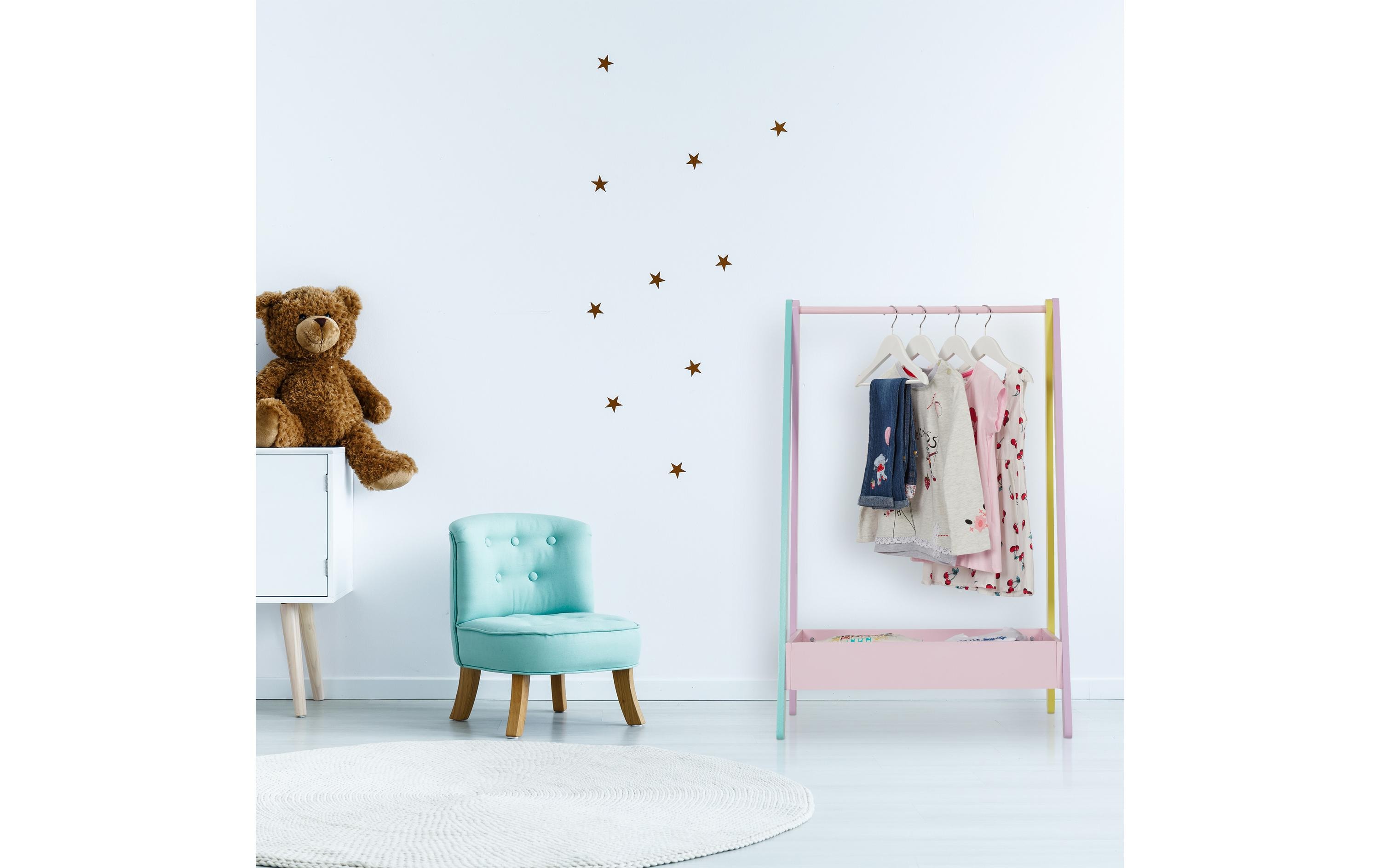 relaxdays Kleiderständer für Kinder 64.5 x 99 cm, Gelb/Rosa/Türkis
