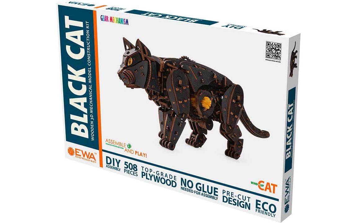 Eco-Wood-Art Bausatz Katze Schwarz