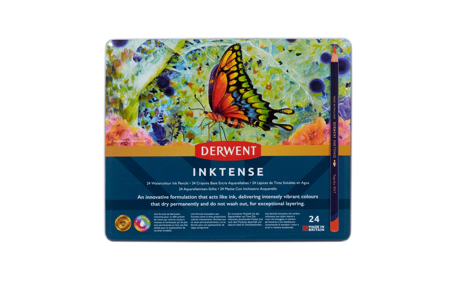 Derwent Inktense Permanent, wasserlösliche Aquarellstifte, 24-teilig