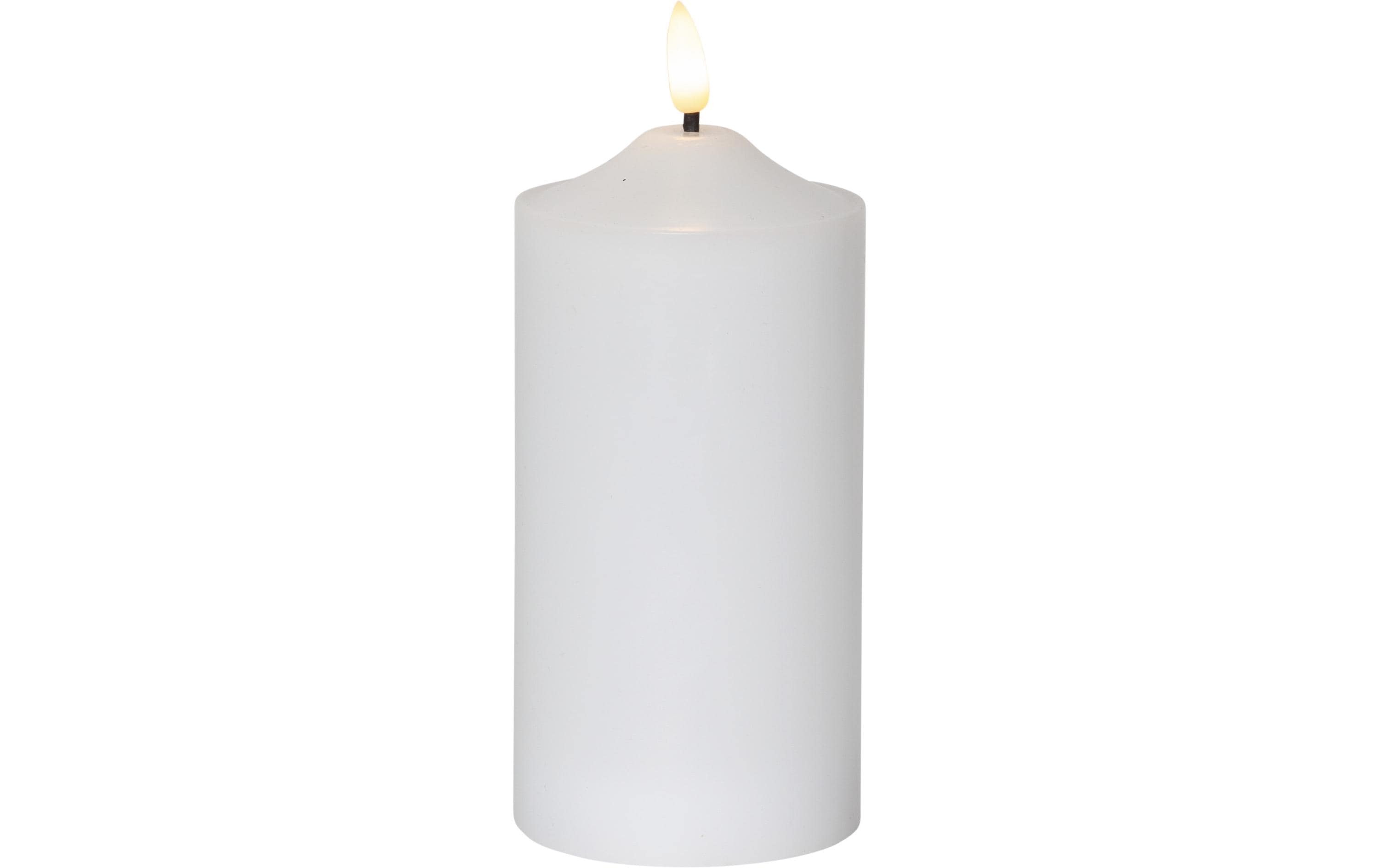 Star Trading LED-Kerze Pillar Flamme Ø 7.5 x 17 cm, Weiss