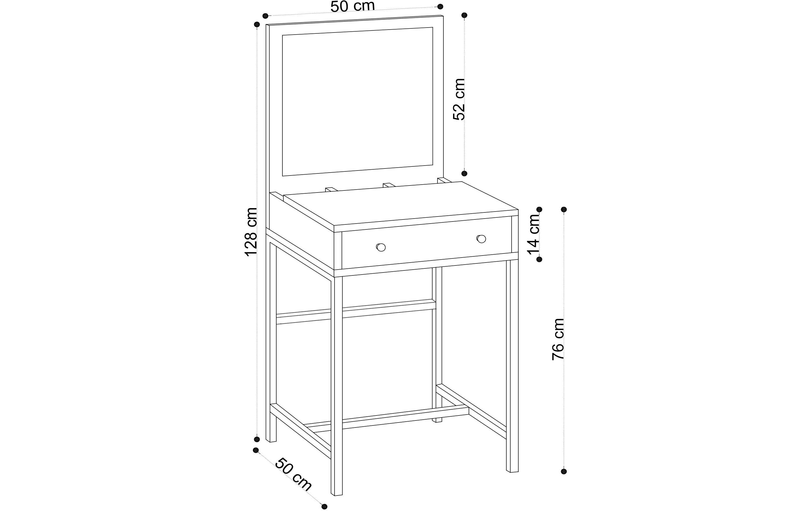 Woody Fashion Schminktisch Mary 50 x 128 x 50 cm, Braun/Schwarz Woody Fashion Schminktisch Mary 50 x 128 x 50 cm, Braun/Schwarz