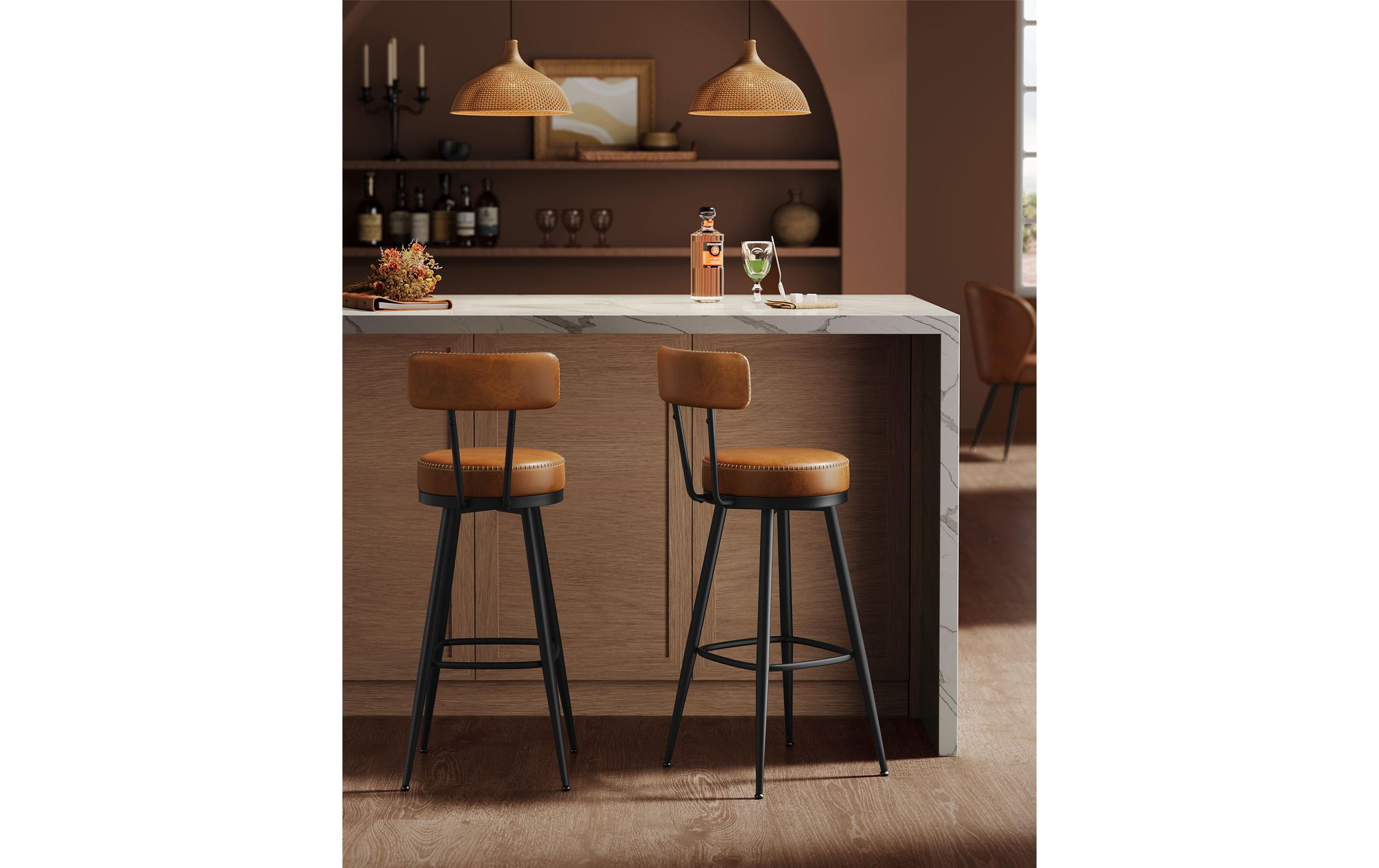 VASAGLE Barhocker 2 Stück 56 x 101.3 cm, Schwarz/Braun