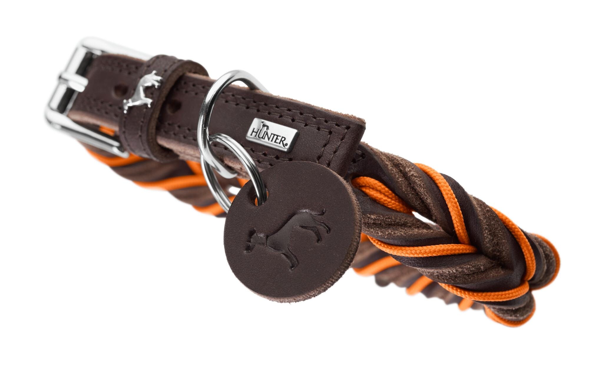 Hunter Halsband Solid Education Cord, M-L (60), Dunkelbraun/Orange