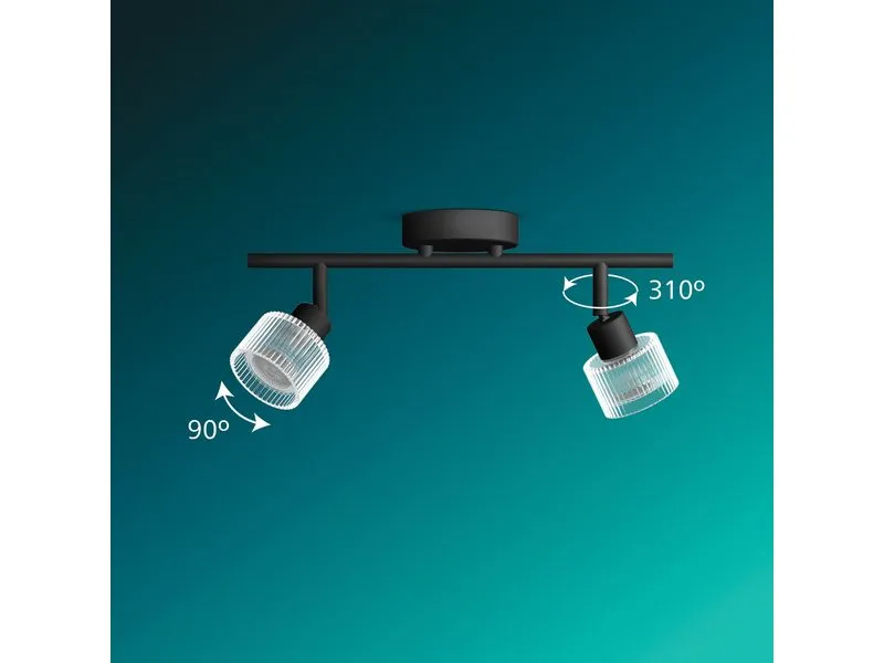 Philips Horen Aufbauspot 3x Balken ohne Leuchtmittel GU10, schwarz