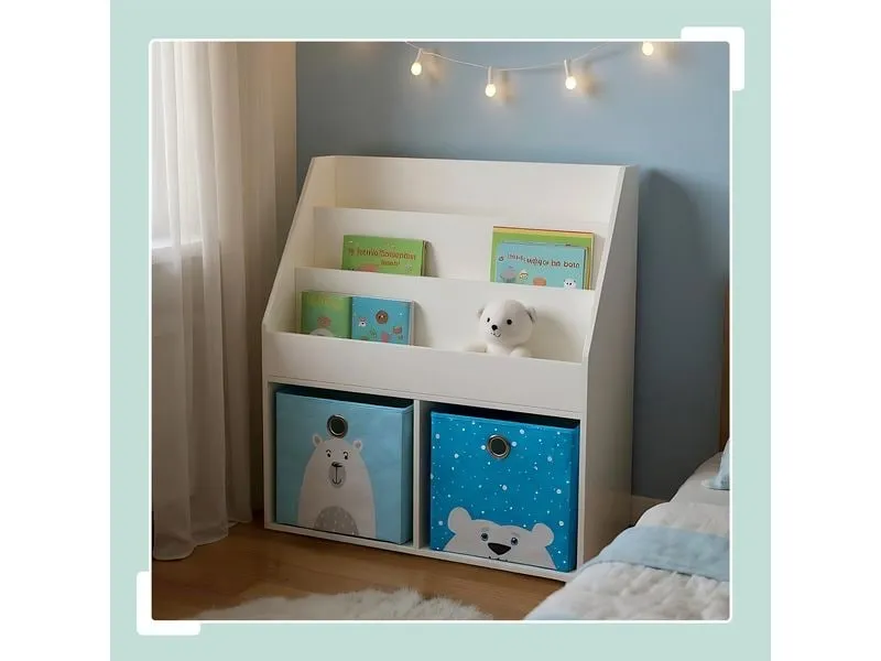 relaxdays Bücherregal für Kinder 79 x 72 x 30.5 cm Weiss/Blau relaxdays Bücherregal für Kinder 79 x 72 x 30.5 cm Weiss/Blau