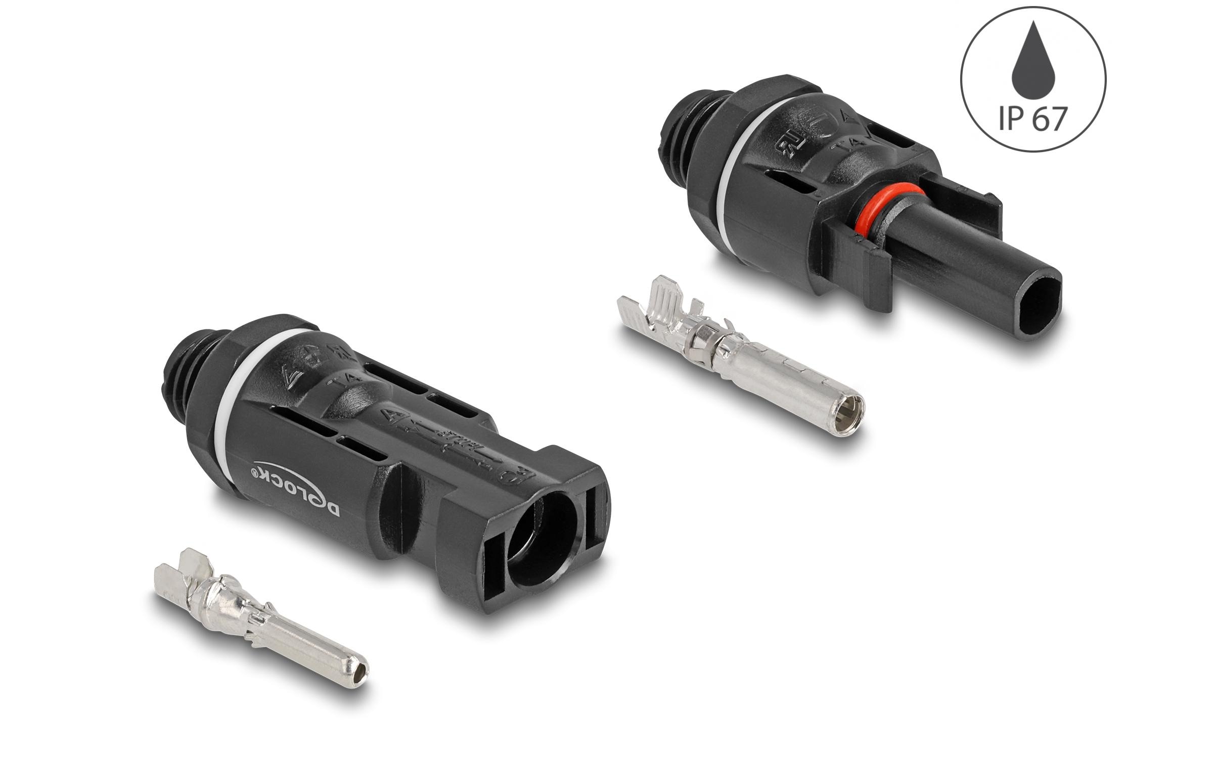 Delock DL4 Solar Konnektor zum Crimpen Stecker und Buchse, 2 Stück Delock DL4 Solar Konnektor zum Crimpen Stecker und Buchse, 2 Stück