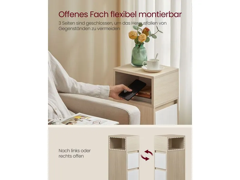 VASAGLE Nachttisch 2er Set 25 x 65 cm, Beige VASAGLE Nachttisch 2er Set 25 x 65 cm, Beige
