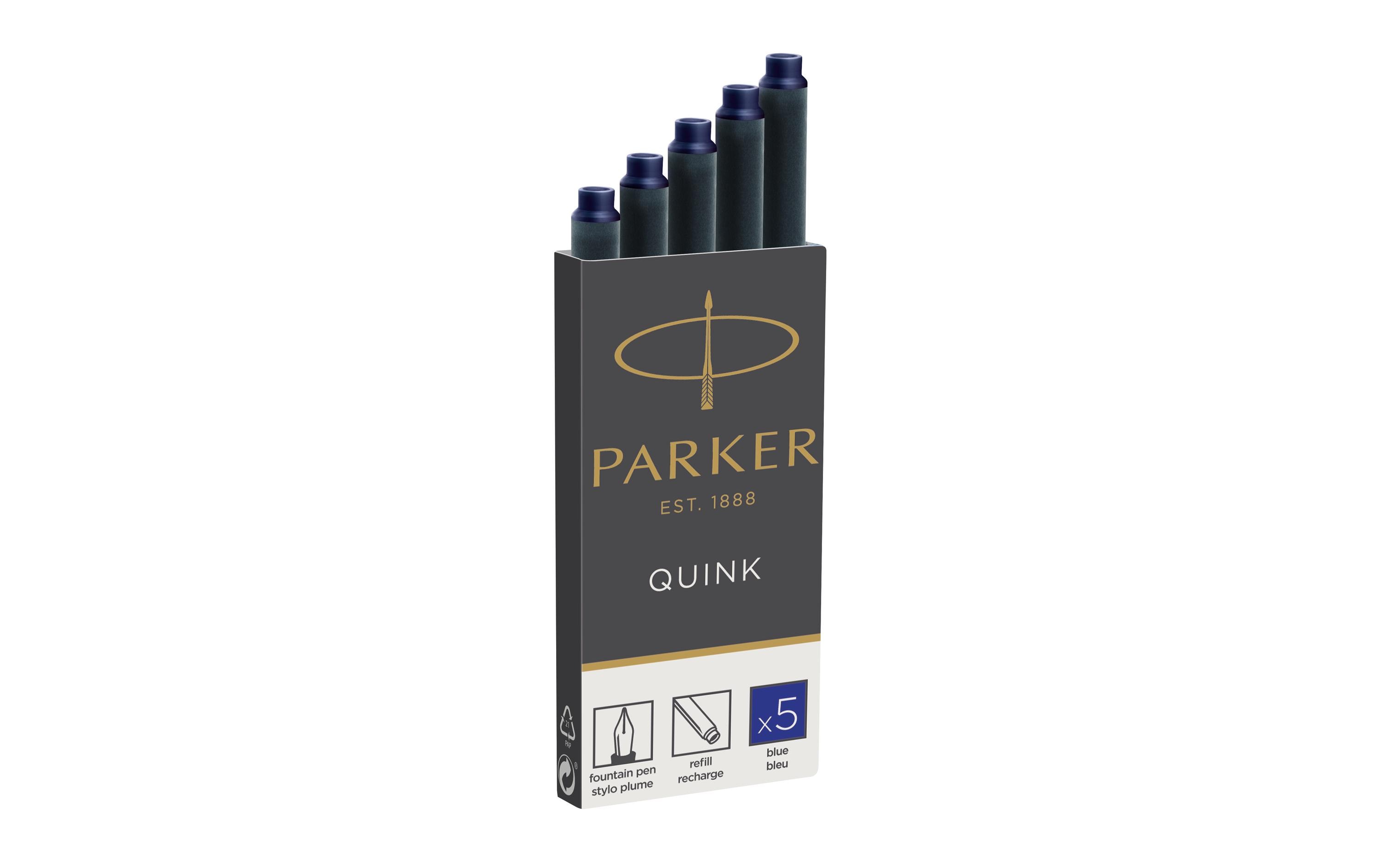 Parker Tintenpatrone Quink 5 Stück, Blau