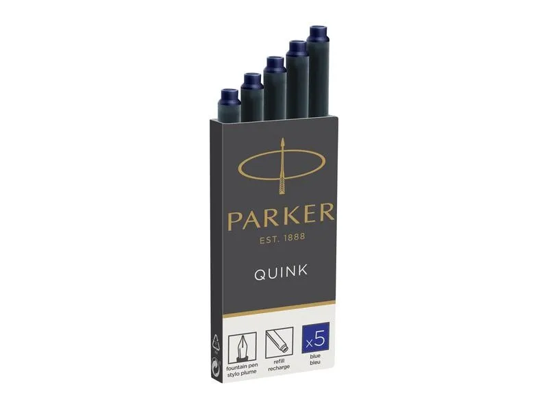 Parker Tintenpatrone Quink 5 Stück, Blau