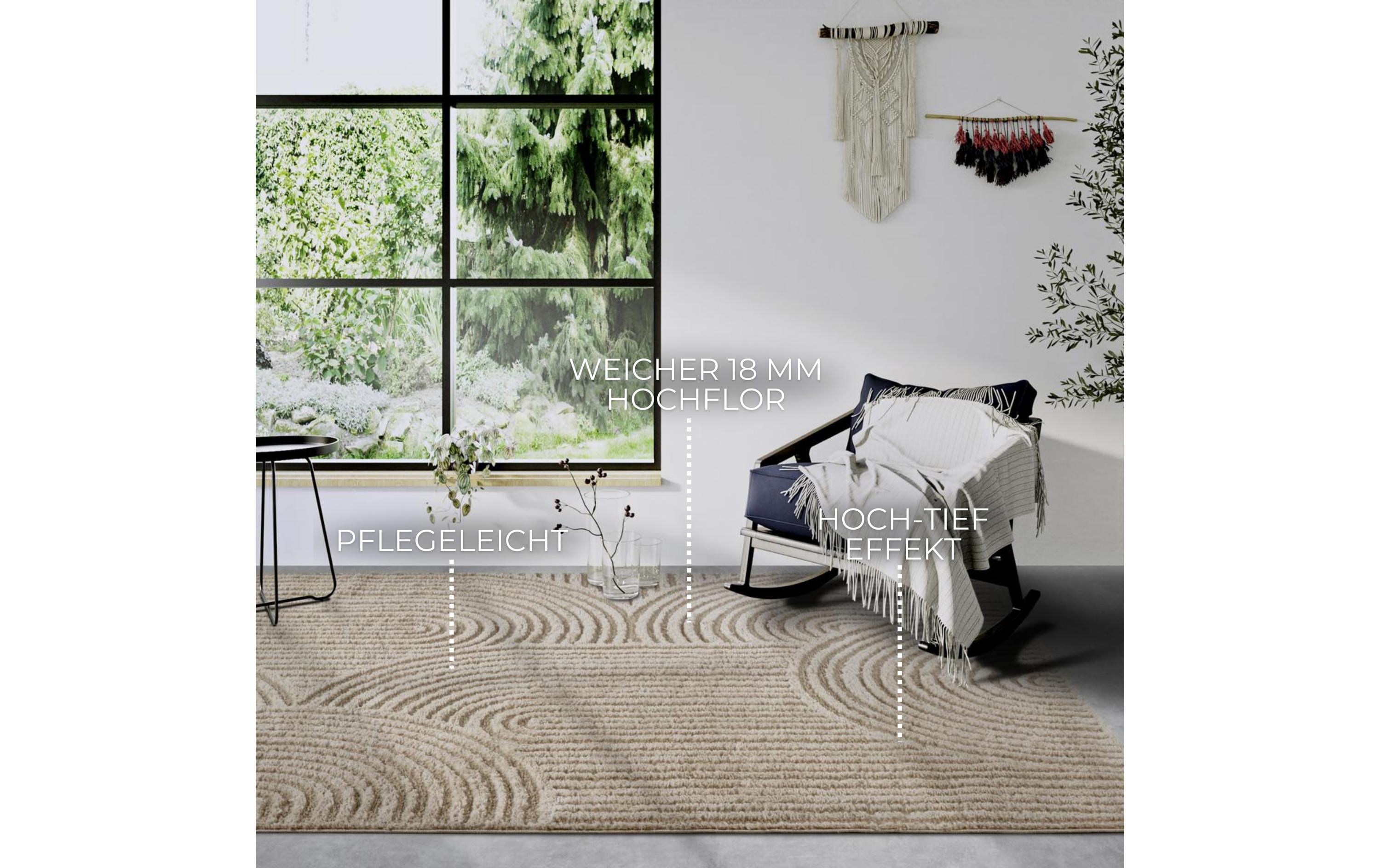 Elle Decoration Teppich Chappe 120 cm x 170 cm, Beige