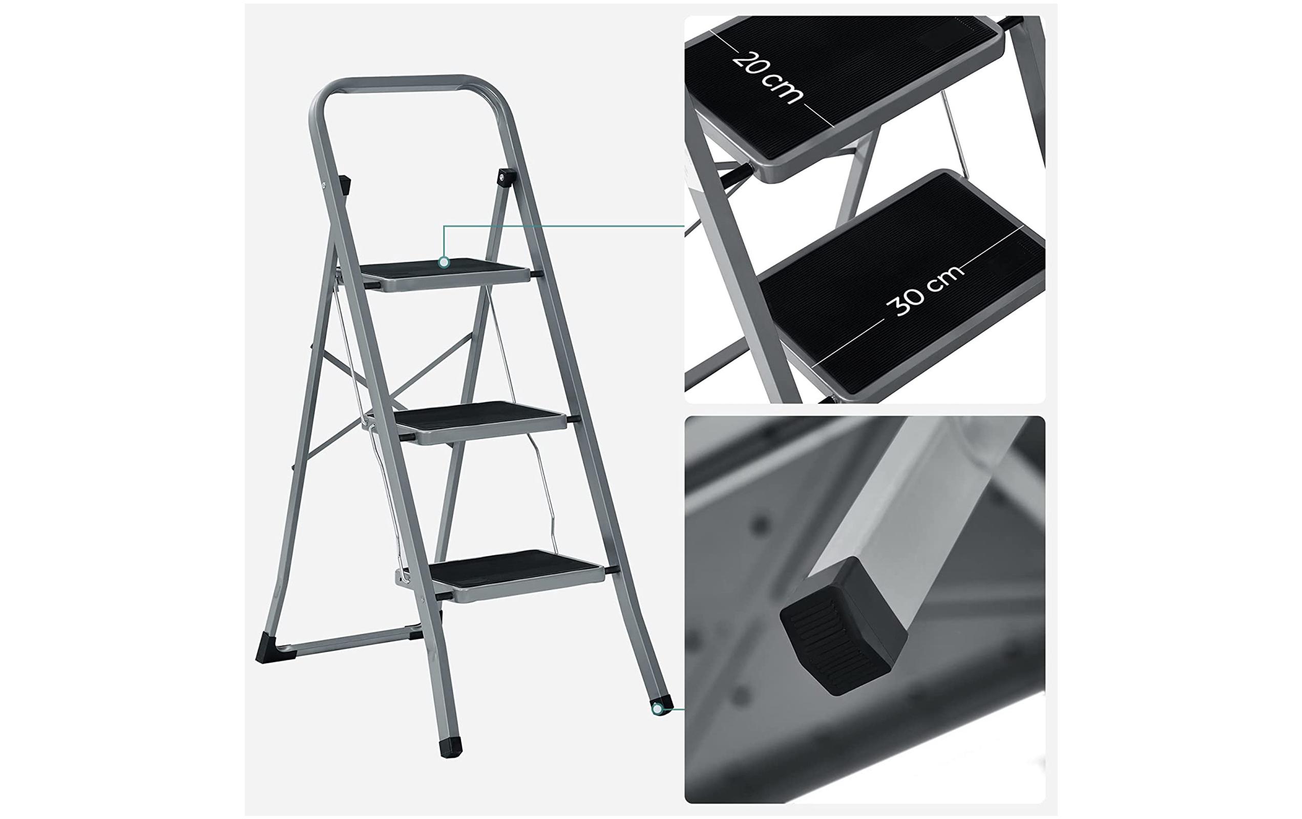 Songmics Trittleiter Grau-Schwarz