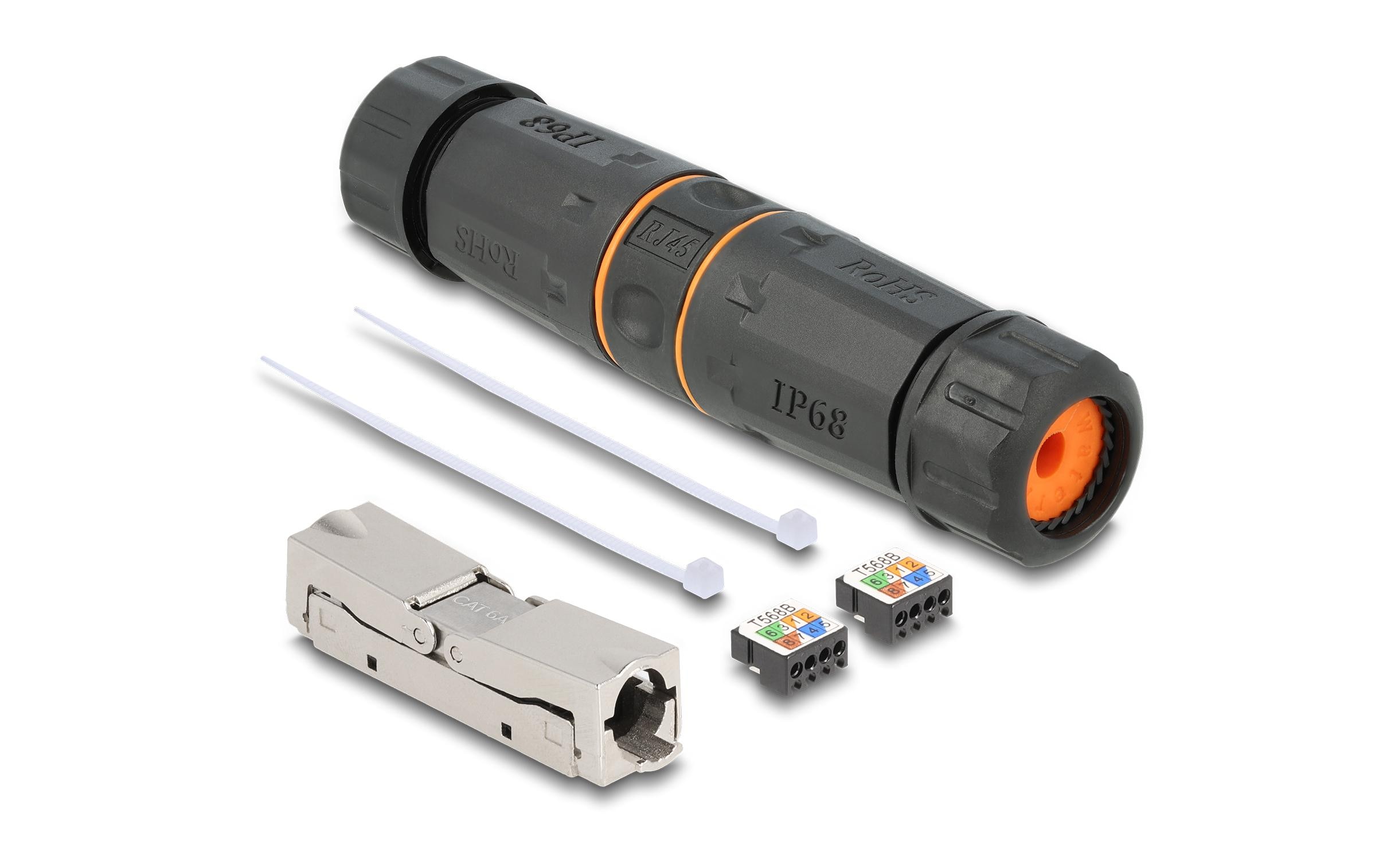 Delock Kupplung LSA – LSA, Cat.6A, IP68, Schwarz 1 Stück Delock Kupplung LSA – LSA, Cat.6A, IP68, Schwarz 1 Stück