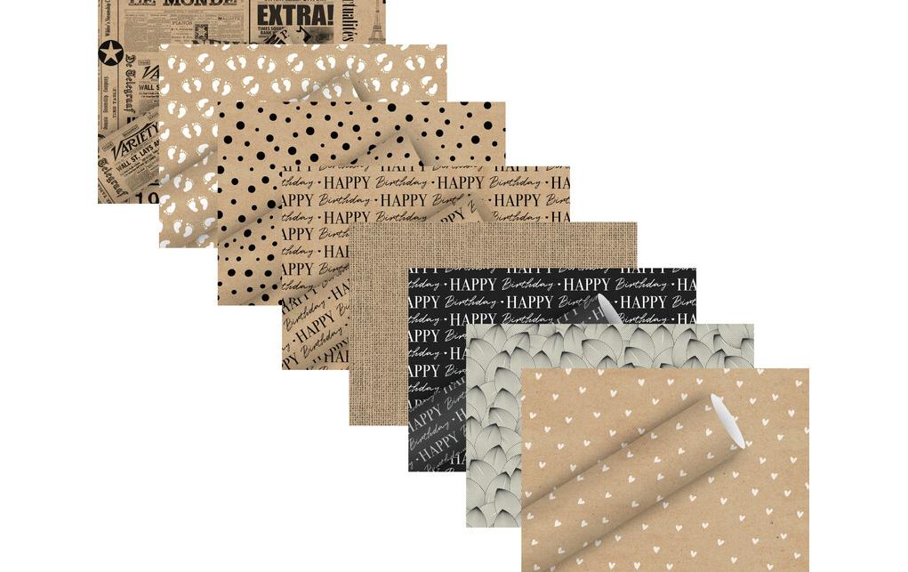 Braun + Company Geschenkpapier By Nature News 2 m x 70 cm, Braun/Schwarz