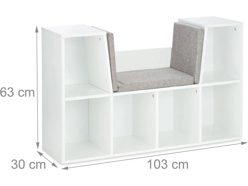 relaxdays Kinderregal, Weiss / Grau, 6 Fächer relaxdays Kinderregal, Weiss / Grau, 6 Fächer