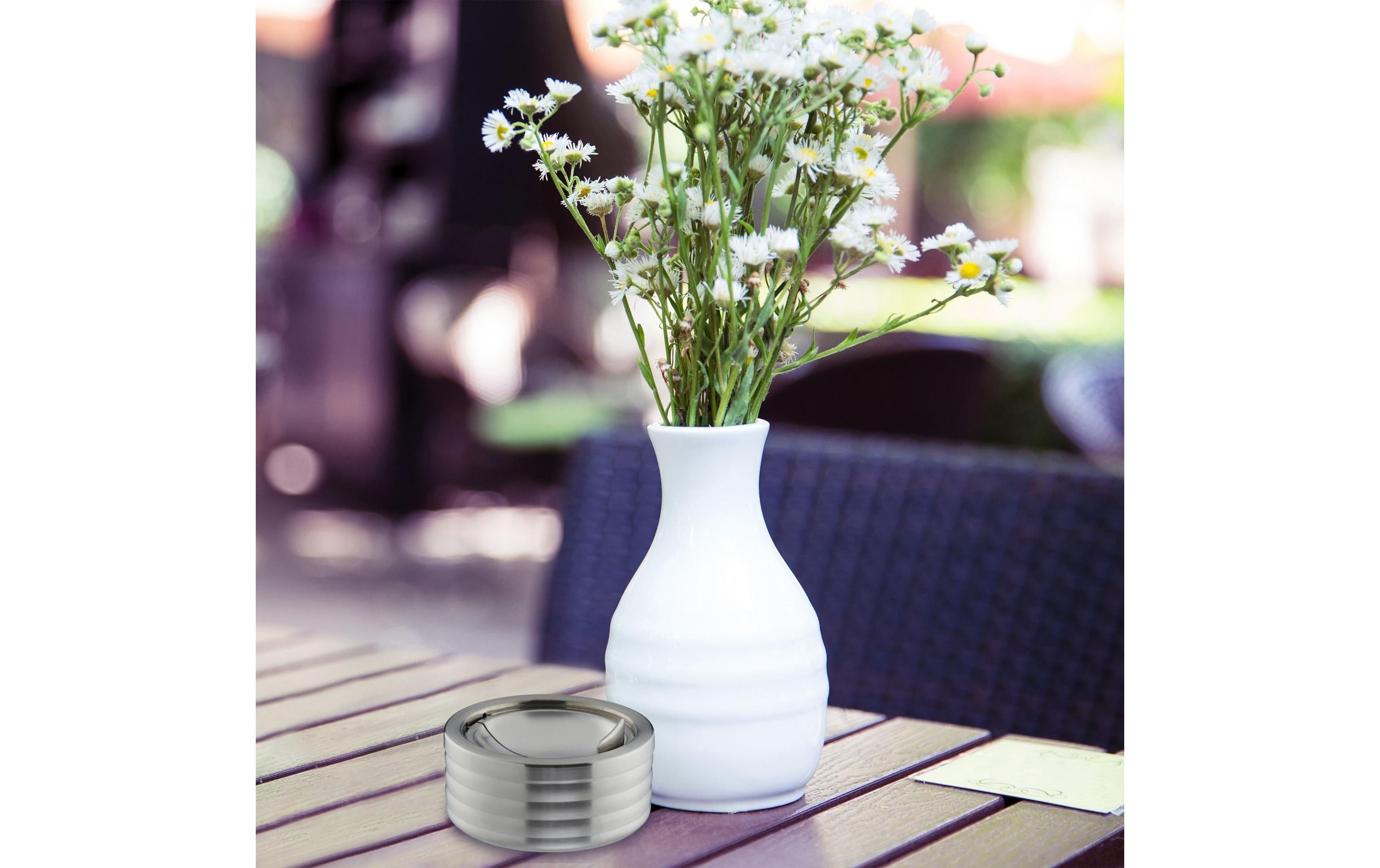 relaxdays Aschenbecher mit Deckel Silber