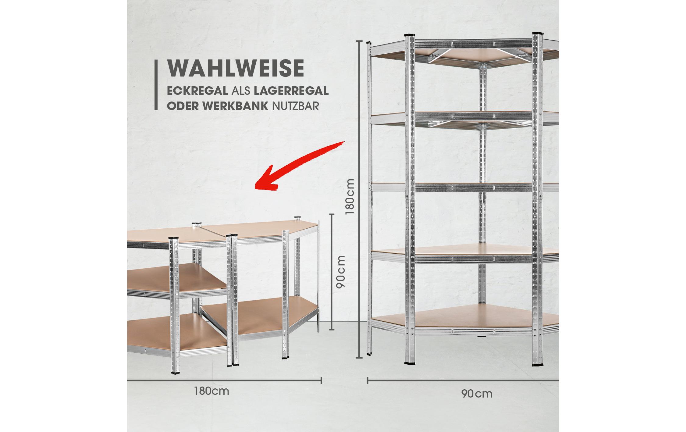 EASYmaxx Schwerlastregal 180 x 90 x 90 cm