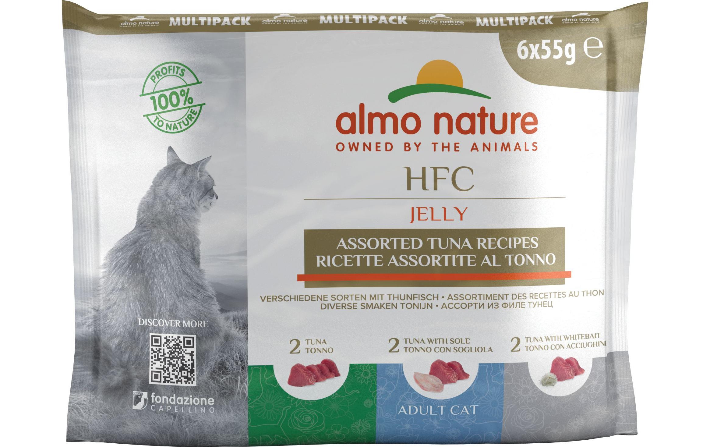 Almo Nature Nassfutter HFC Jelly 3 Sorten mit Thunfisch, 6 x 55 g Almo Nature Nassfutter HFC Jelly 3 Sorten mit Thunfisch, 6 x 55 g