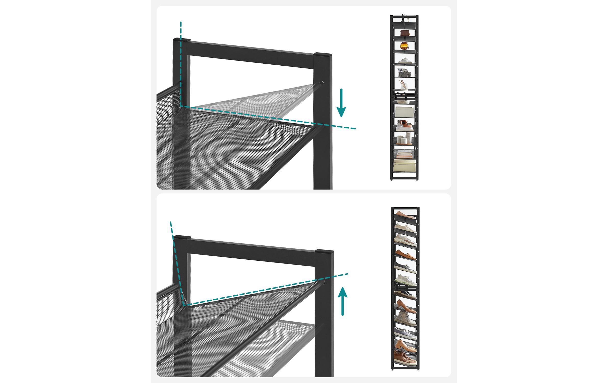 Songmics Schuhregal 92.3 x 221.4 cm, Schwarz