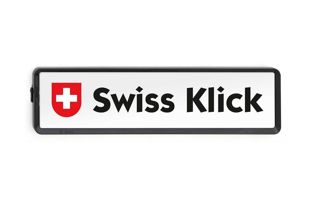 Swiss Klick Kennzeichenhalter Langformat Hinterseite Schwarz Swiss Klick Kennzeichenhalter Langformat Hinterseite Schwarz