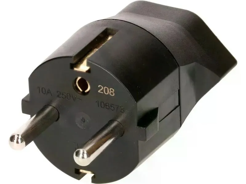 Max Hauri Fixadapter Schuko auf T13, Schwarz