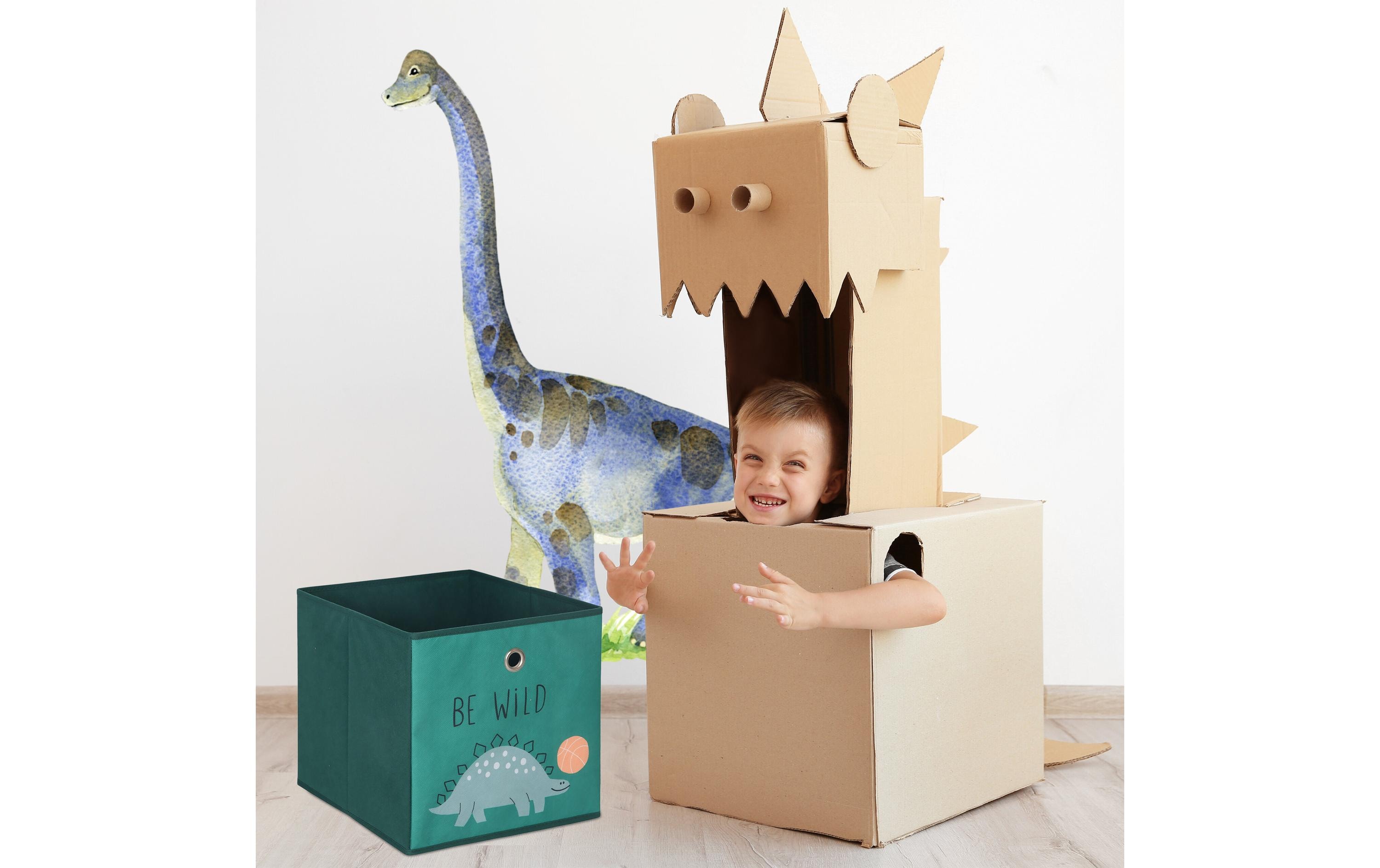 relaxdays Spielzeugbox Dino 3 Stück