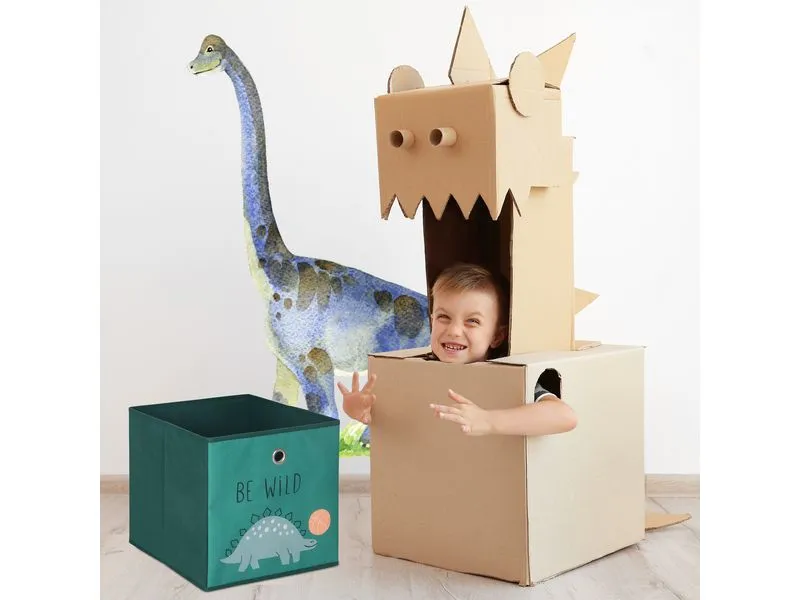 relaxdays Spielzeugbox Dino 3 Stück