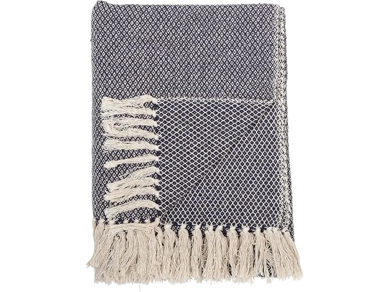 Bloomingville Decke Barry 130 x 160 cm, Beige/Dunkelblau Bloomingville Decke Barry 130 x 160 cm, Beige/Dunkelblau