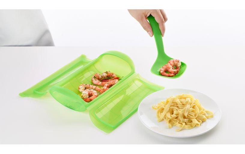 Lékué Mikrowellen-Dampfgarer mit Ablage Grün