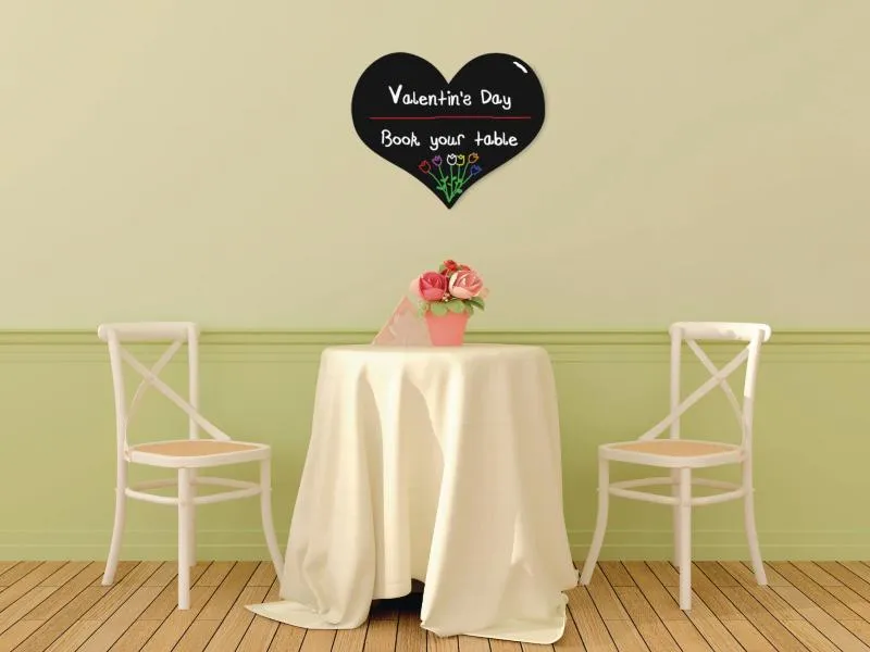 Securit Kreidetafel Silhouette Heart mit Klett, Schwarz